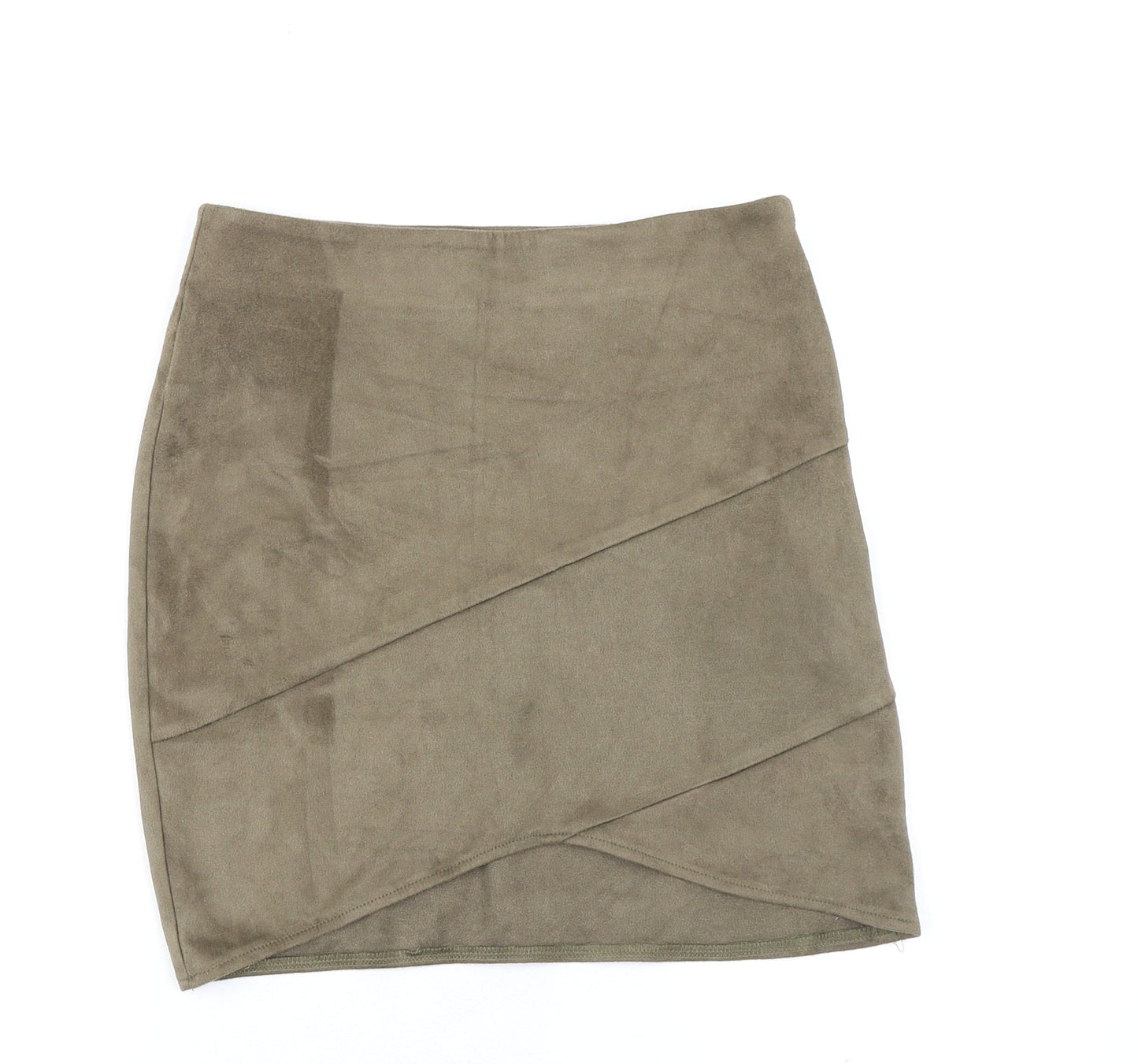 Missguided Womens Green Polyester A-Line Skirt Size 8 Zip