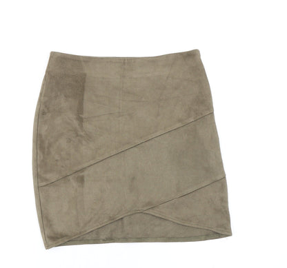 Missguided Womens Green Polyester A-Line Skirt Size 8 Zip