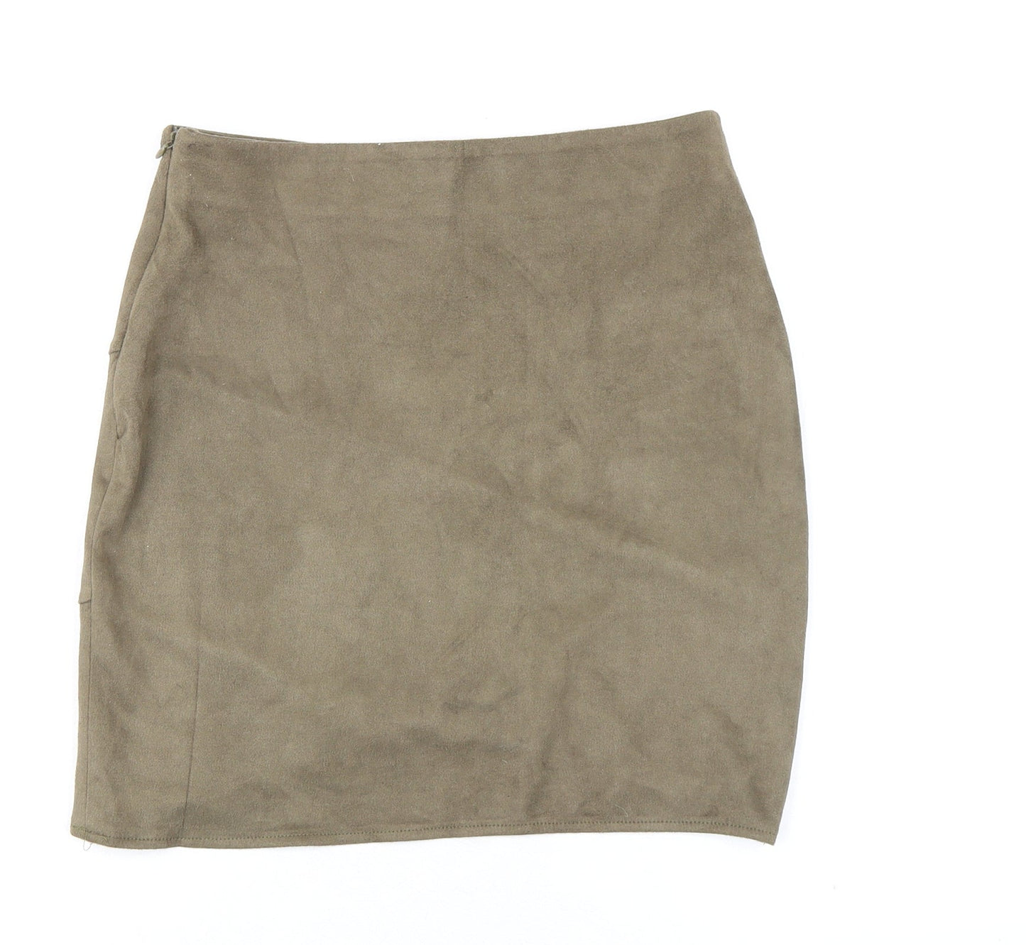 Missguided Womens Green Polyester A-Line Skirt Size 8 Zip