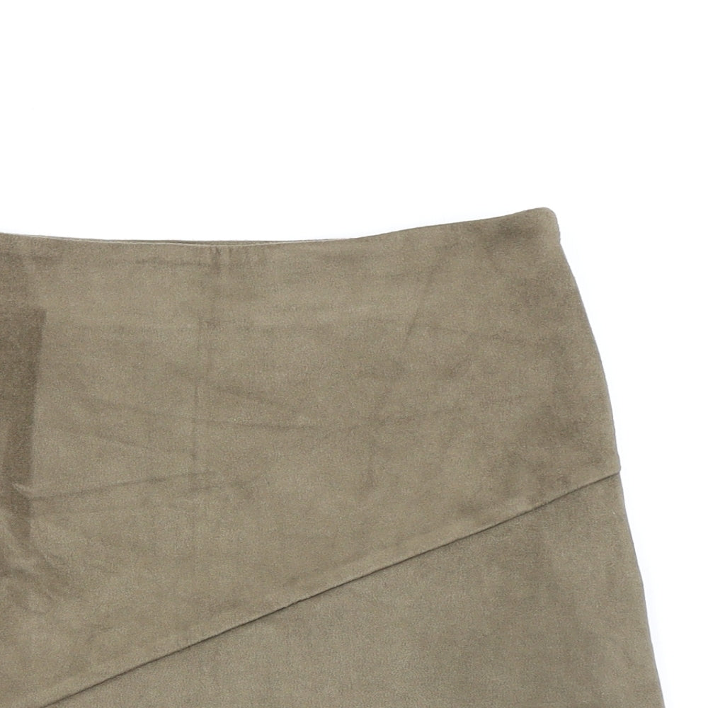 Missguided Womens Green Polyester A-Line Skirt Size 8 Zip