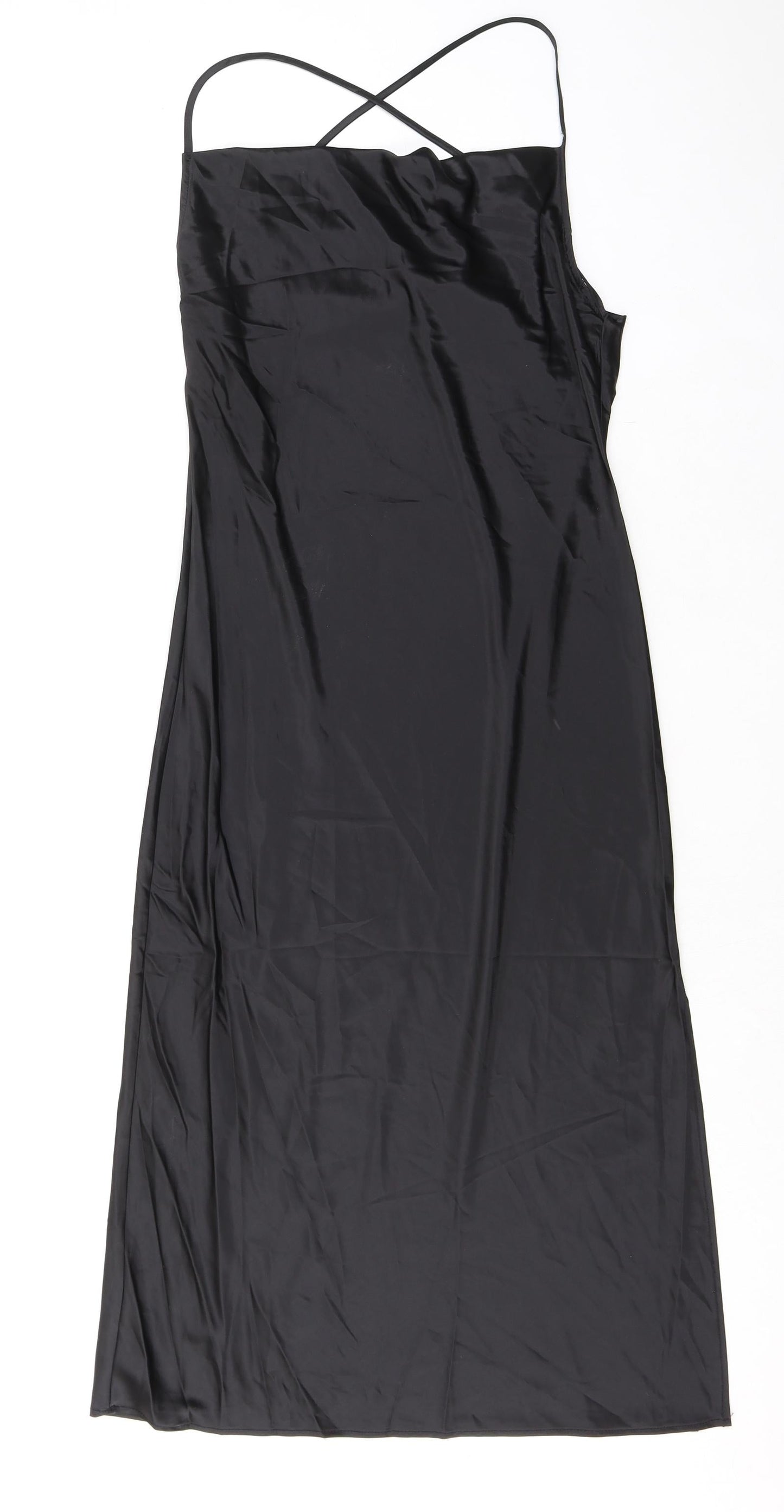 Divided by H&M Womens Black Polyester Slip Dress Size 8 Cowl Neck Pullover - Open Back