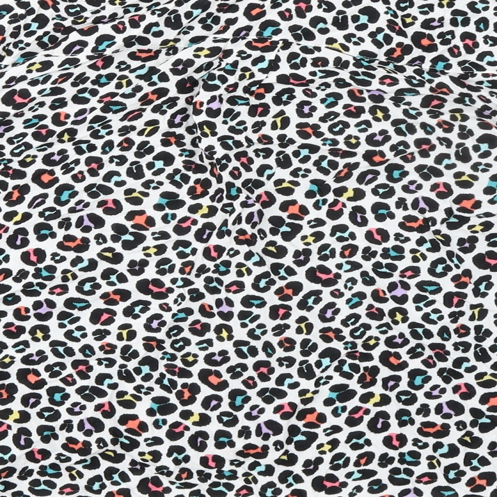 Divided by H&M Womens Multicoloured Animal Print Viscose Basic Button-Up Size 8 Collared - Leopard Print