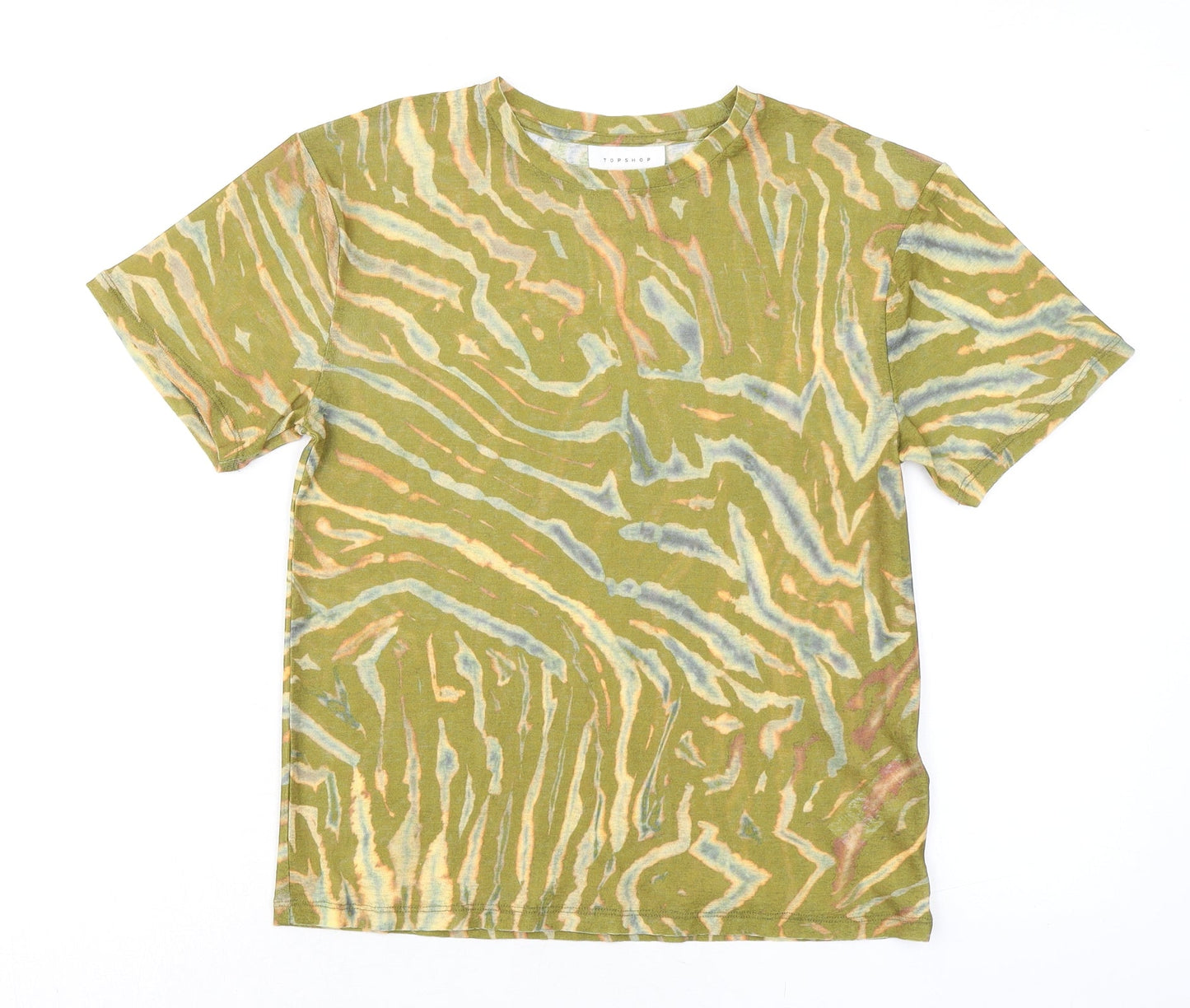 Womens UK Size 6 Topshop Green Basic T-Shirt