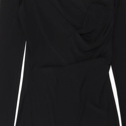 Lipsy Womens Black Polyester Bodycon Size 4 Boat Neck Pullover