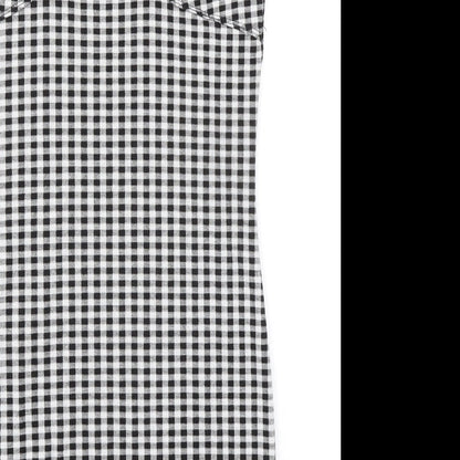 Miss Selfridge Womens Black Check Polyester Shift Size 14 Mock Neck Pullover