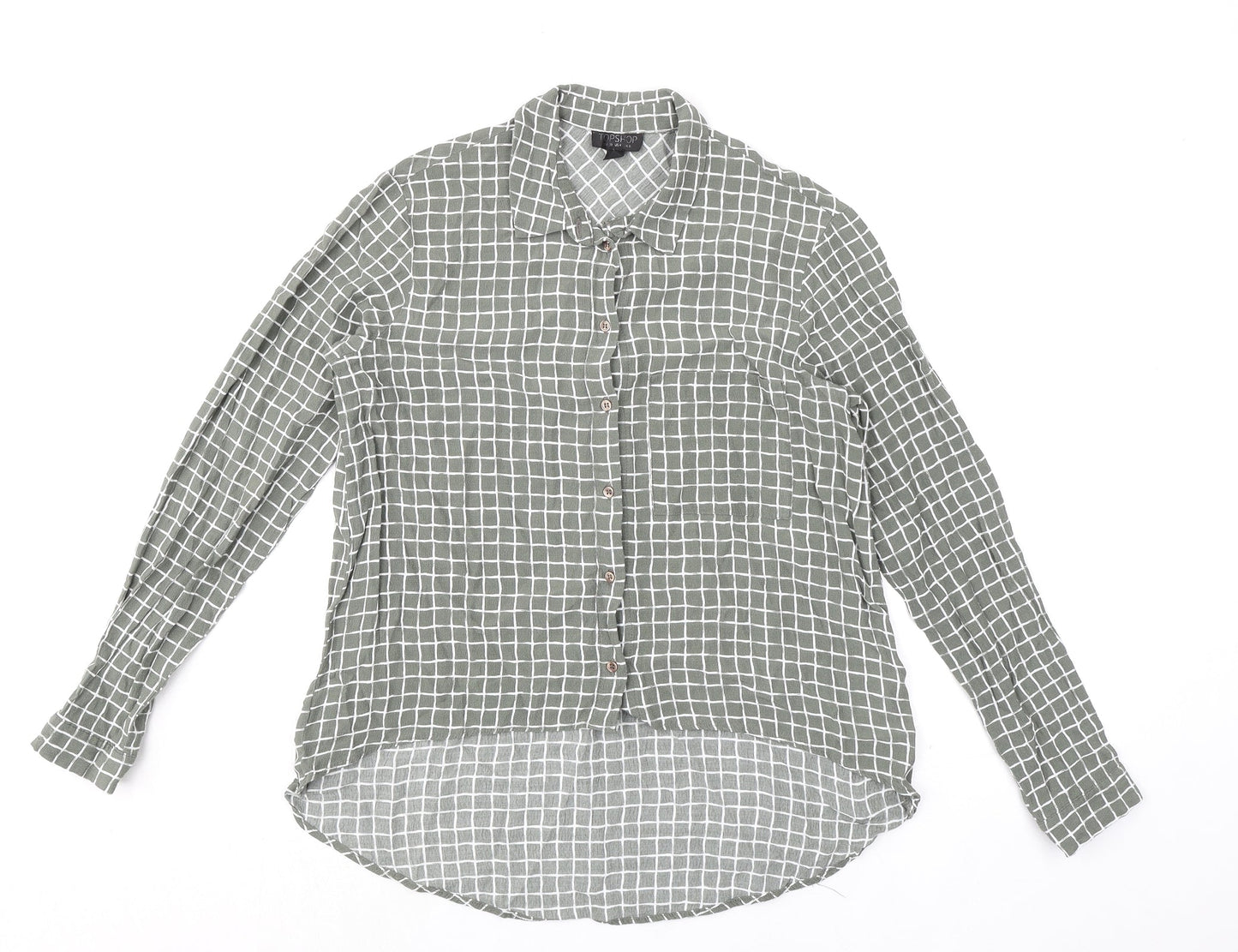 Womens UK Size 8 Topshop Green Basic Button-Up