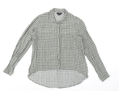 Womens UK Size 8 Topshop Green Basic Button-Up