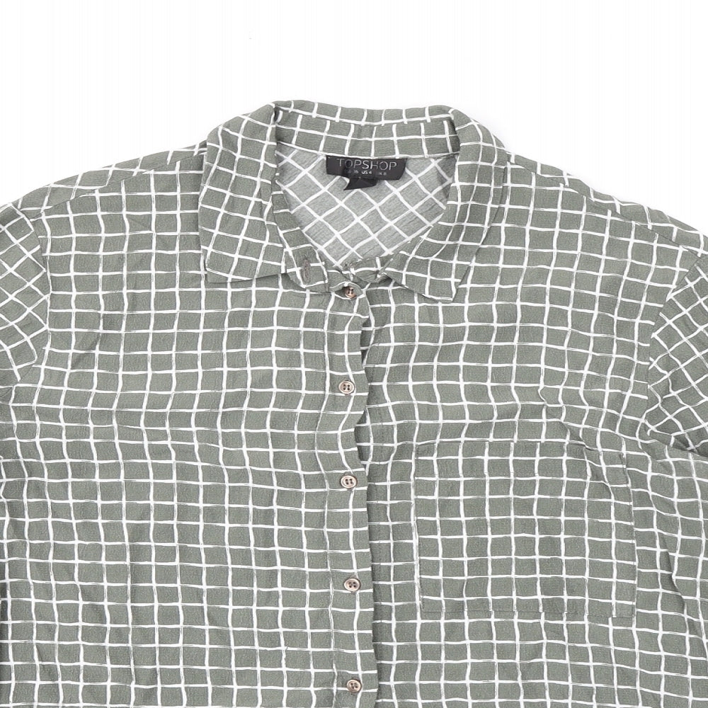 Womens UK Size 8 Topshop Green Basic Button-Up