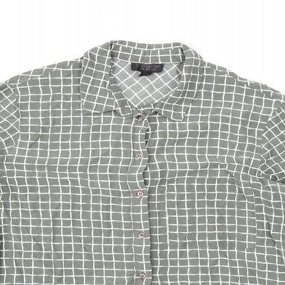 Womens UK Size 8 Topshop Green Basic Button-Up