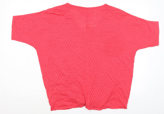 Bonmarché Womens Pink Nylon Basic Blouse Size M V-Neck