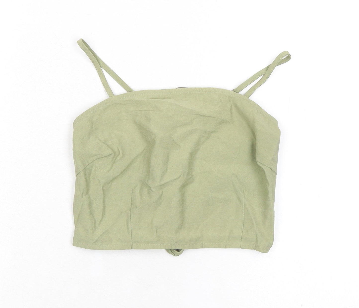 Narrated Womens Green Polyester Cropped Tank Size 2XS Square Neck