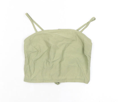 Narrated Womens Green Polyester Cropped Tank Size 2XS Square Neck