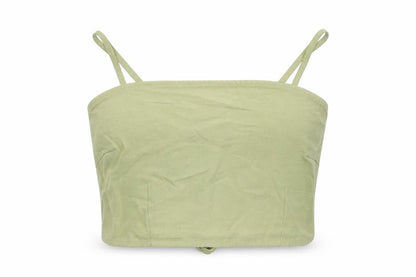 Narrated Womens Green Polyester Cropped Tank Size 2XS Square Neck