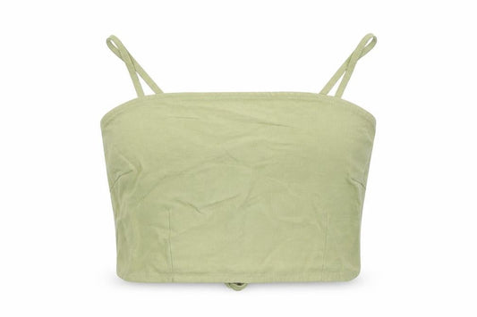 Narrated Womens Green Polyester Cropped Tank Size 2XS Square Neck