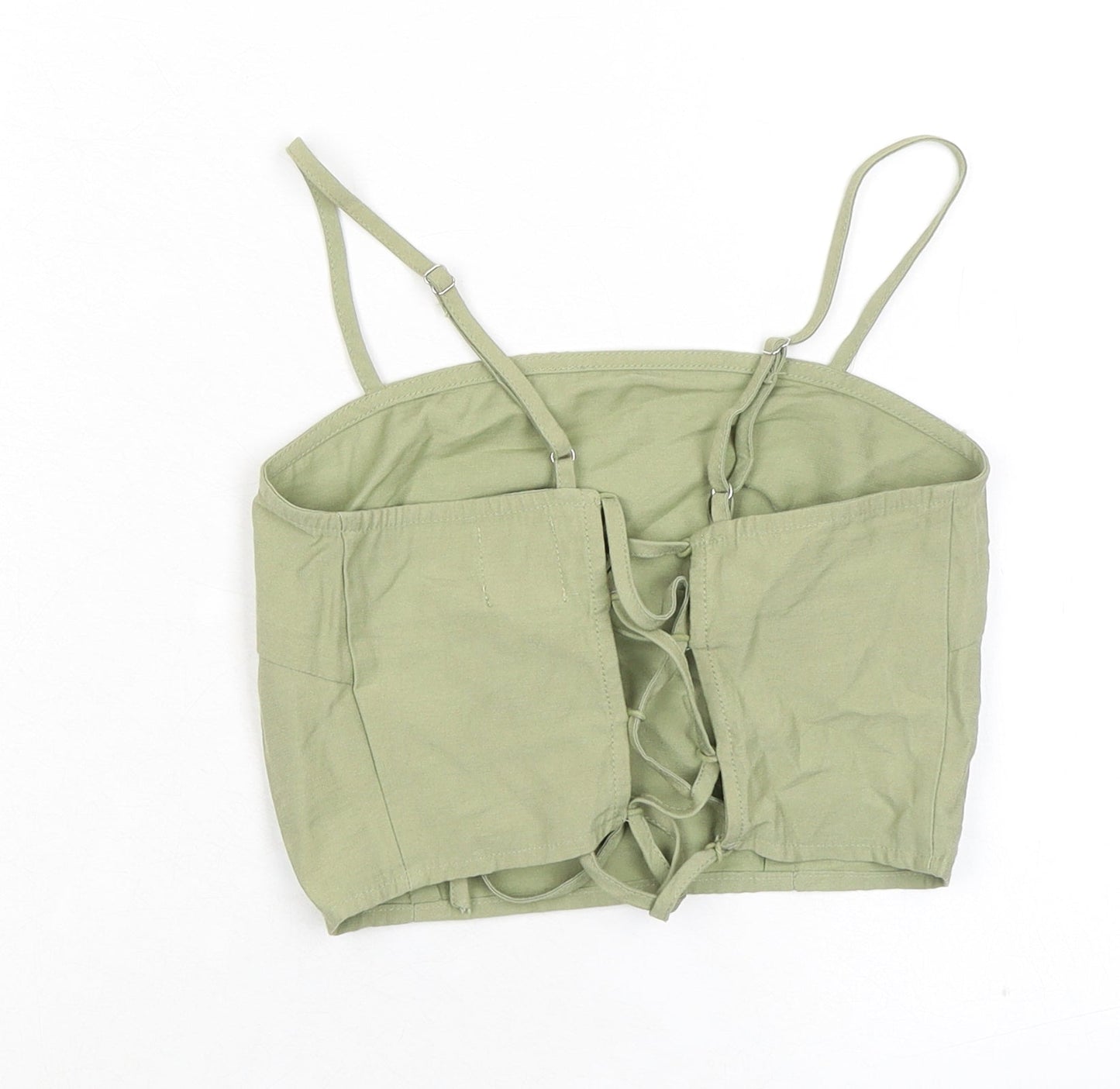 Narrated Womens Green Polyester Cropped Tank Size 2XS Square Neck