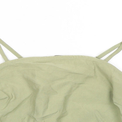 Narrated Womens Green Polyester Cropped Tank Size 2XS Square Neck