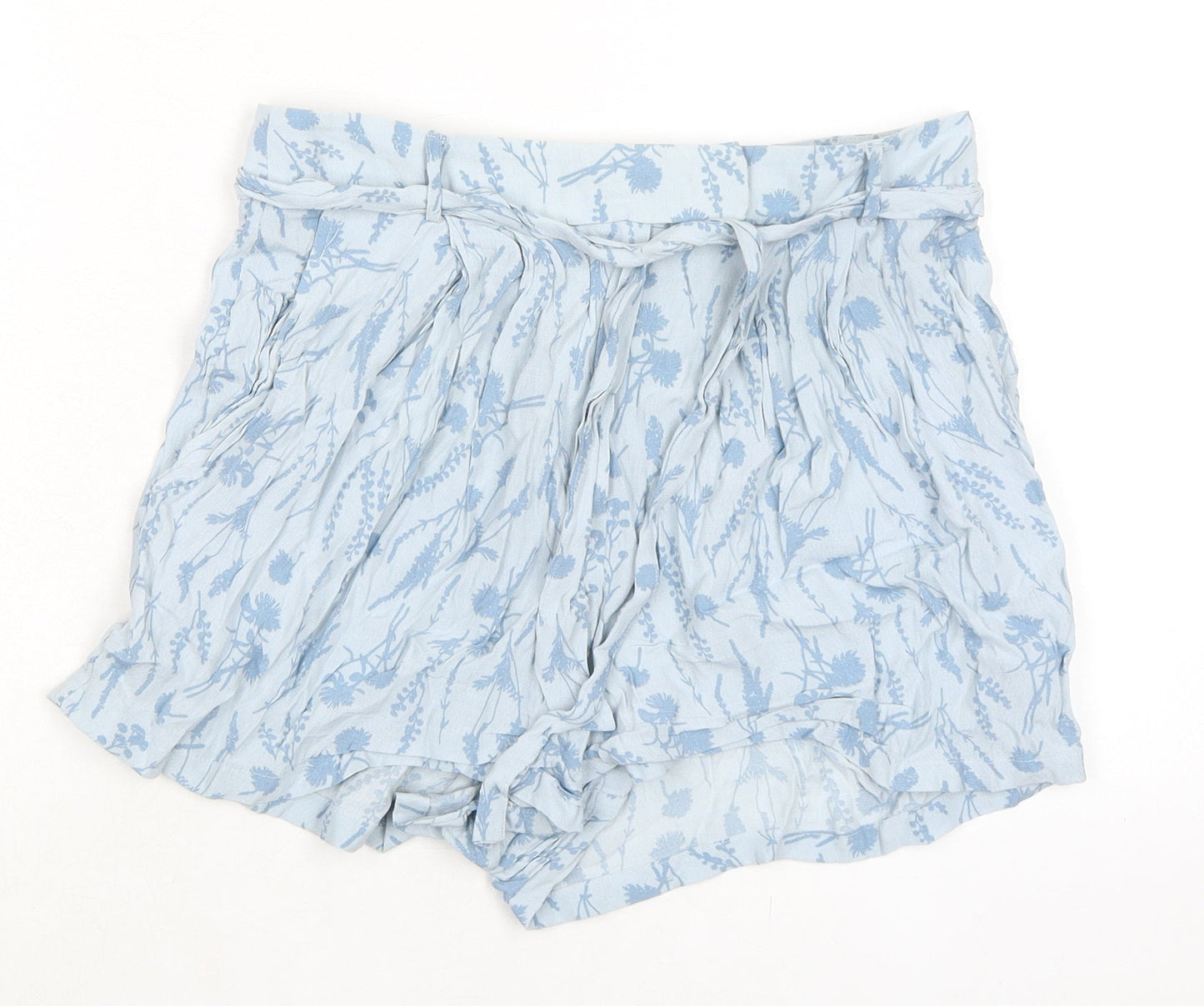 Jack Wills Womens Blue Floral Viscose Bermuda Shorts Size 8 Extra-Slim Zip