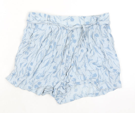 Jack Wills Womens Blue Floral Viscose Bermuda Shorts Size 8 Extra-Slim Zip