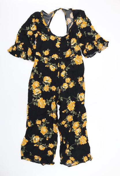 Miss Selfridge Womens Multicoloured Floral Viscose Jumpsuit One-Piece Size 6 L25 in Zip