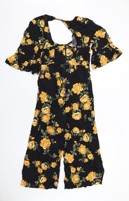 Miss Selfridge Womens Multicoloured Floral Viscose Jumpsuit One-Piece Size 6 L25 in Zip
