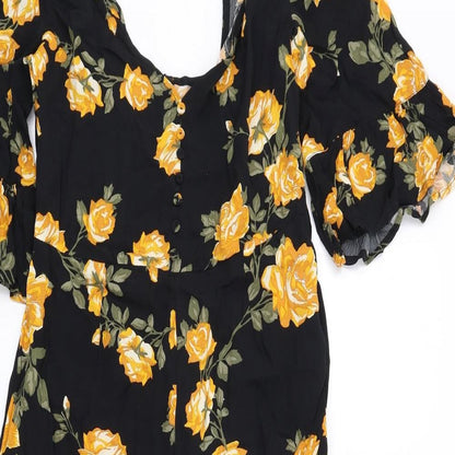 Miss Selfridge Womens Multicoloured Floral Viscose Jumpsuit One-Piece Size 6 L25 in Zip