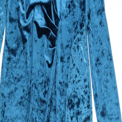 Wallis Womens Blue Polyester Bodycon Size 10 Round Neck Pullover