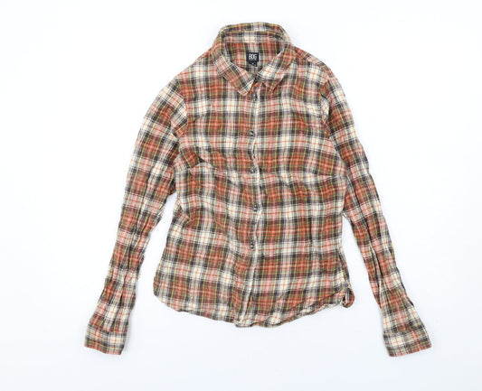 BDG Womens Orange Plaid Cotton Basic Button-Up Size M Collared