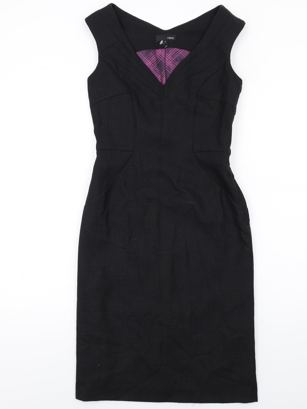 NEXT Womens Black Polyester Shift Size 6 V-Neck Zip