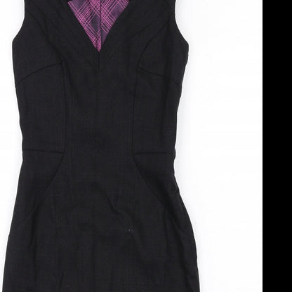 NEXT Womens Black Polyester Shift Size 6 V-Neck Zip