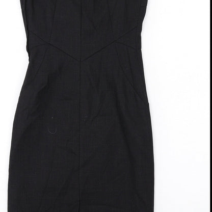 NEXT Womens Black Polyester Shift Size 6 V-Neck Zip