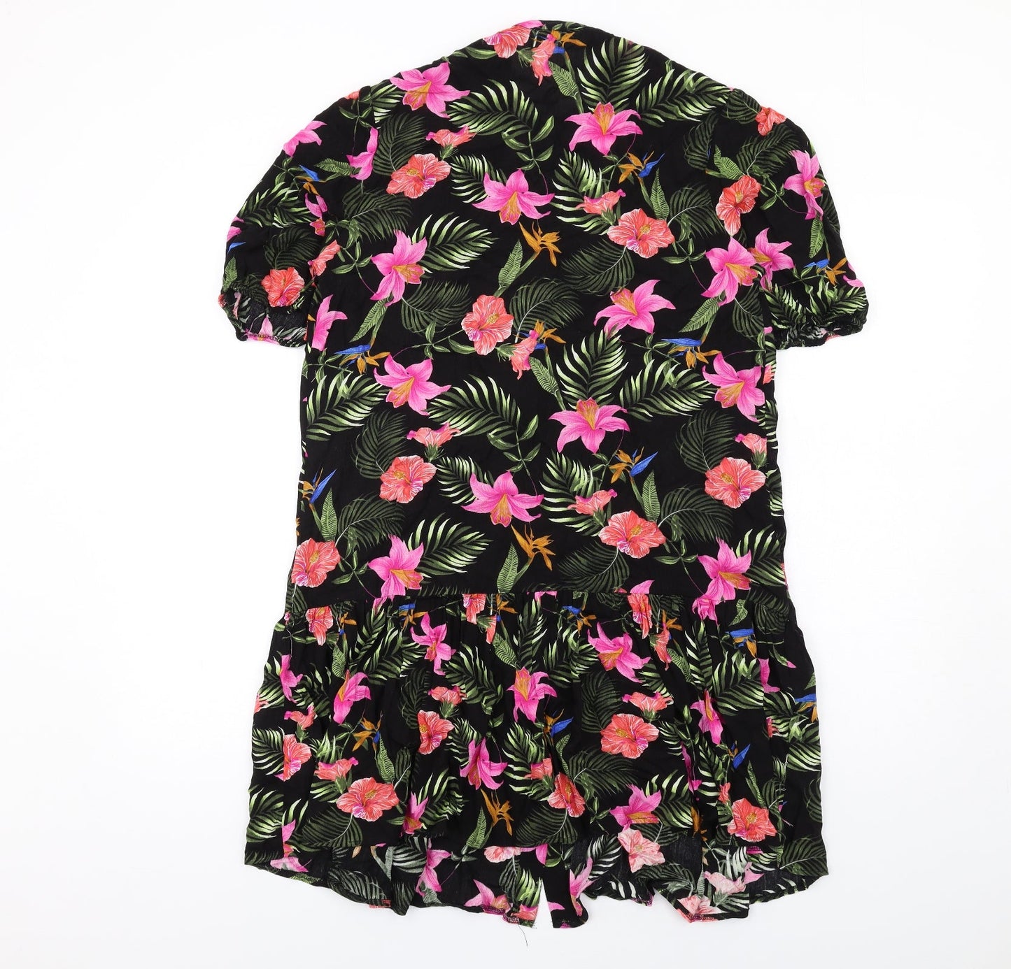 Dorothy Perkins Womens Multicoloured Floral Viscose Shift Size 10 Round Neck Button