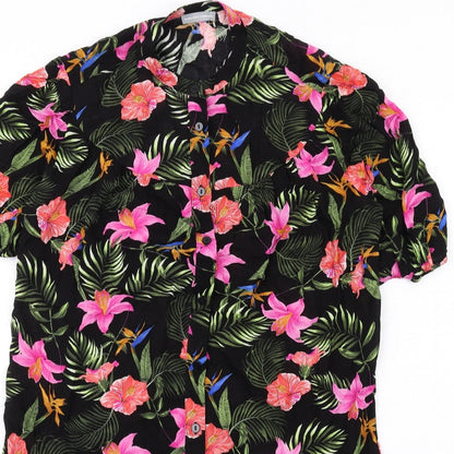 Dorothy Perkins Womens Multicoloured Floral Viscose Shift Size 10 Round Neck Button