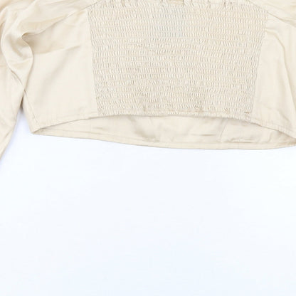 COLLUSION Womens Ivory Polyester Cropped Blouse Size 10 Square Neck
