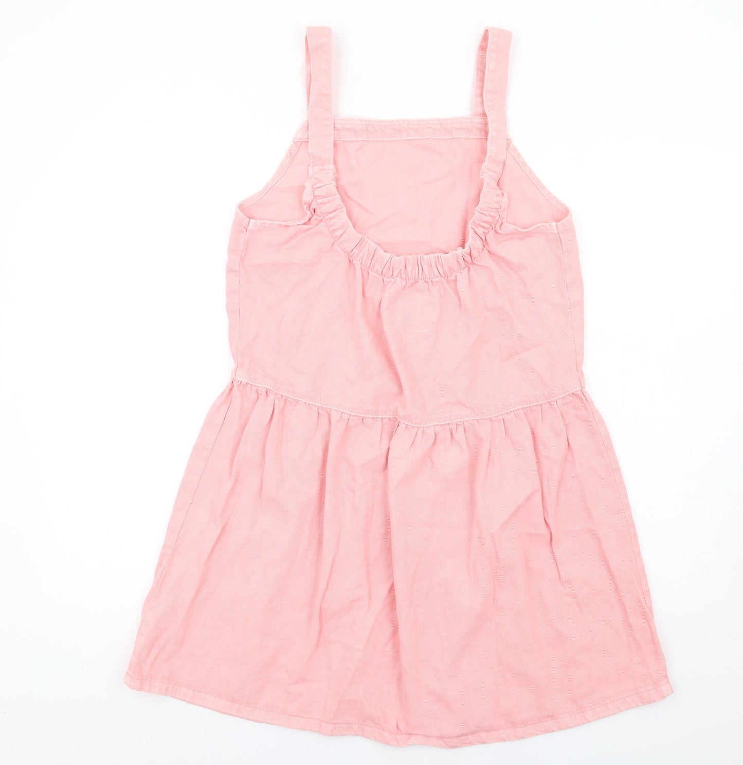 Denim & Co. Womens Pink Cotton A-Line Size 12 Square Neck Pullover