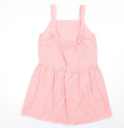 Denim & Co. Womens Pink Cotton A-Line Size 12 Square Neck Pullover