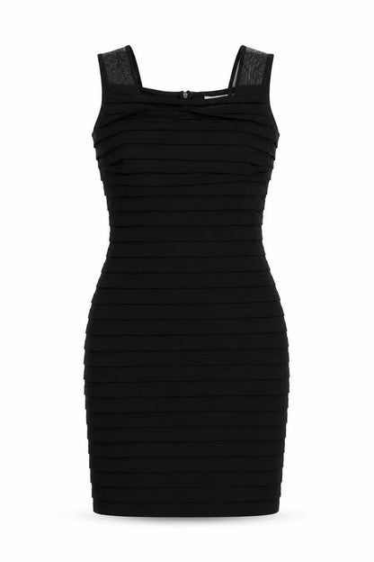 Wallis Womens Black Polyester Bodycon Size 10 Square Neck Zip