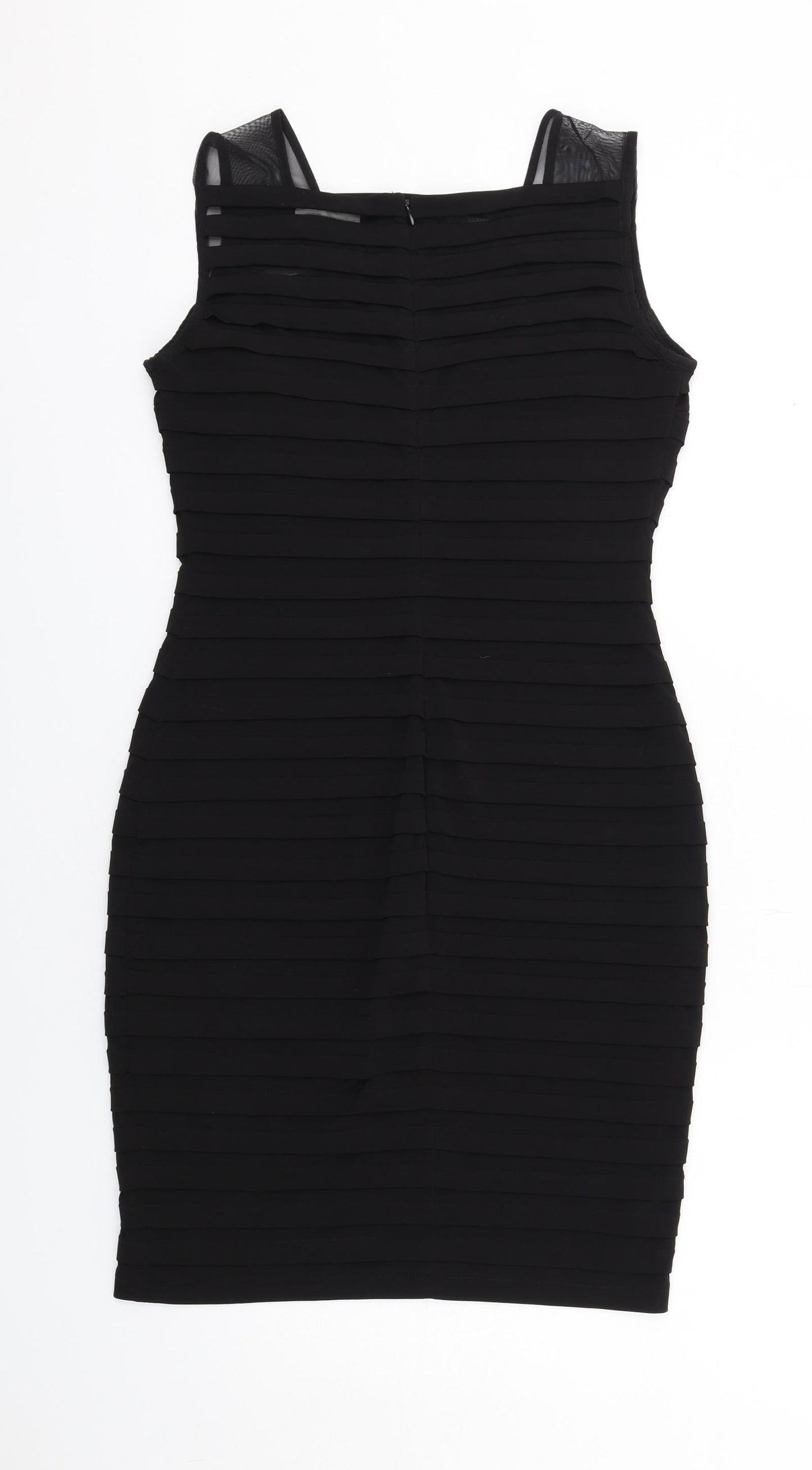 Wallis Womens Black Polyester Bodycon Size 10 Square Neck Zip