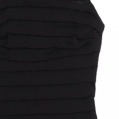 Wallis Womens Black Polyester Bodycon Size 10 Square Neck Zip