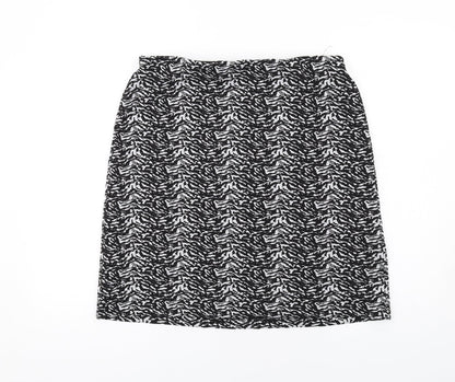 Marks and Spencer Womens Black Geometric Polyester A-Line Skirt Size 14