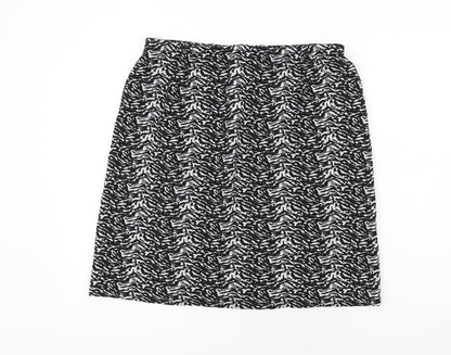 Marks and Spencer Womens Black Geometric Polyester A-Line Skirt Size 14