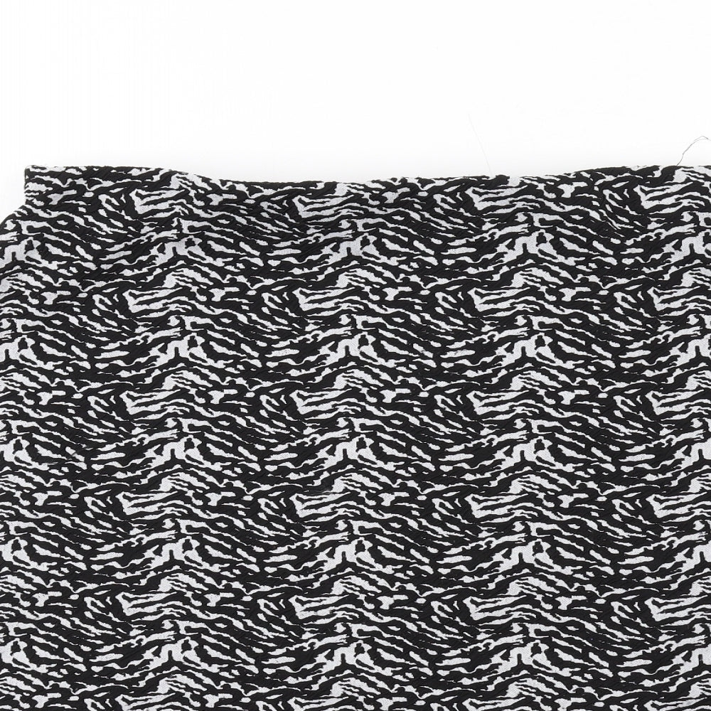 Marks and Spencer Womens Black Geometric Polyester A-Line Skirt Size 14