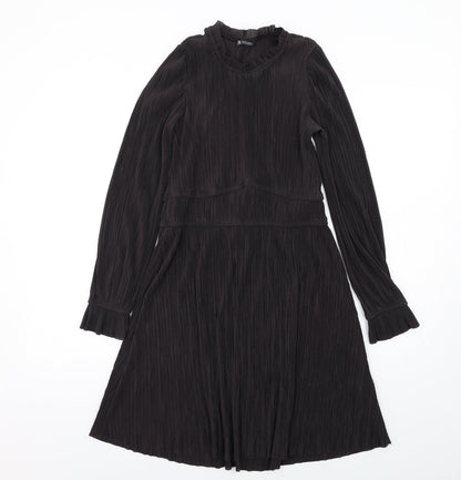 Zara Womens Black Polyester A-Line Size S Round Neck Pullover