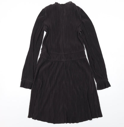 Zara Womens Black Polyester A-Line Size S Round Neck Pullover