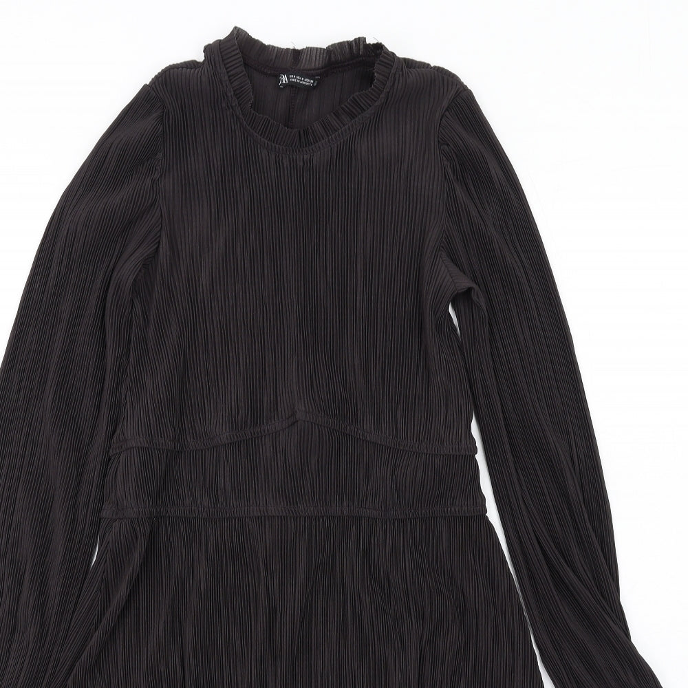 Zara Womens Black Polyester A-Line Size S Round Neck Pullover