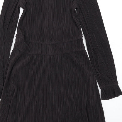 Zara Womens Black Polyester A-Line Size S Round Neck Pullover