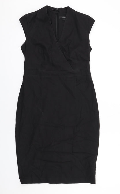 NEXT Womens Black Patent Leather Shift Size 10 V-Neck Zip