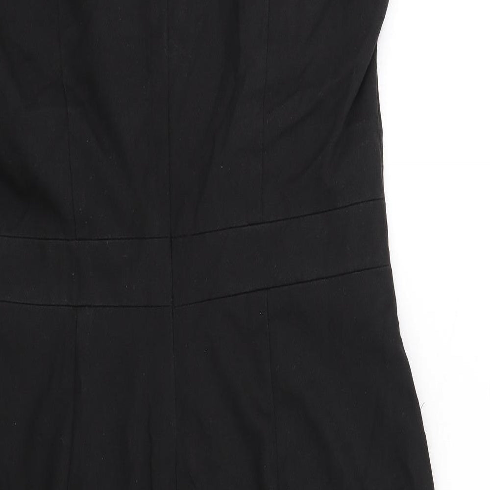 NEXT Womens Black Patent Leather Shift Size 10 V-Neck Zip