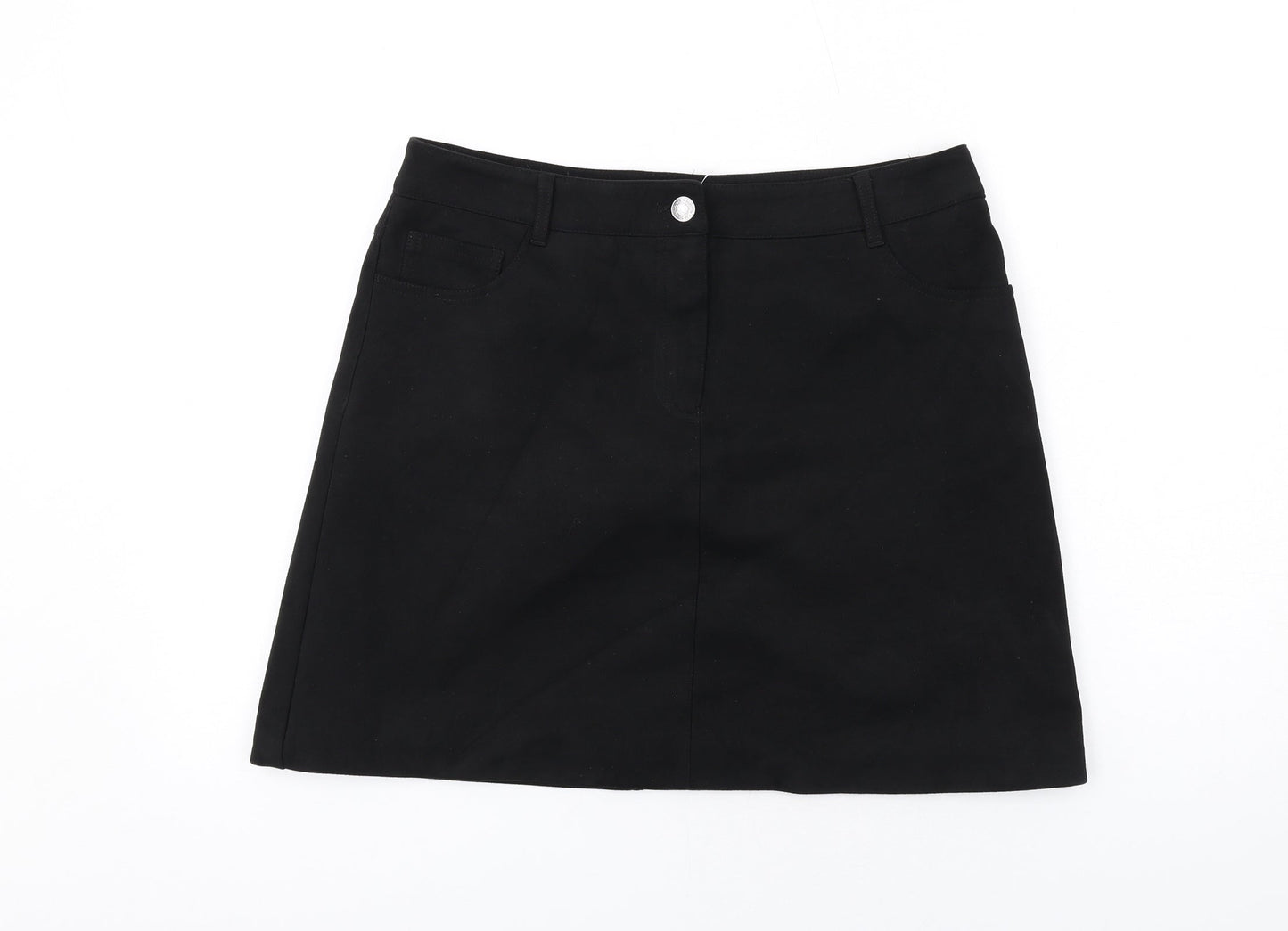 Marks and Spencer Womens Black Polyester A-Line Skirt Size 12 Zip