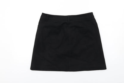 Marks and Spencer Womens Black Polyester A-Line Skirt Size 12 Zip