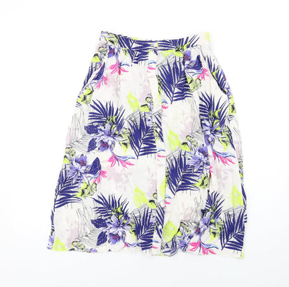 Dorothy Perkins Womens Multicoloured Floral Viscose Swing Skirt Size 10 Button